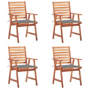 vidaXL Outdoor Chair Set of 4 Grey Solid Acacia wood Standard