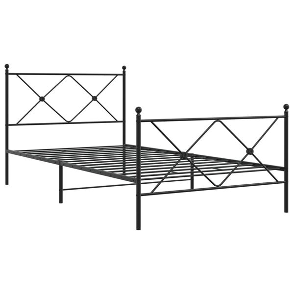 vidaXL Bed Frame Black Steel Twin Bed Frame Rectangular Traditional