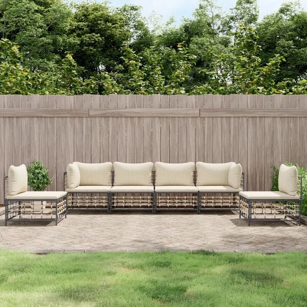 vidaXL Garden Lounge Set Anthracite Poly Rattan Modular
