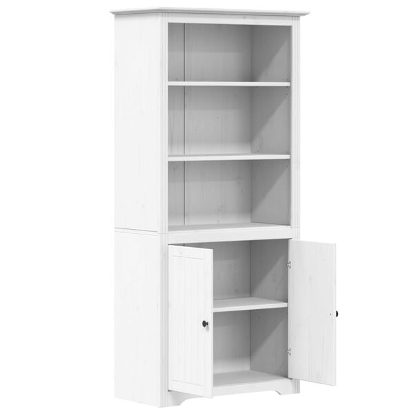 vidaXL Bookcase White Solid Pine Wood, Engineered Wood, Metal Tall
