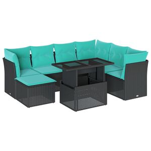 vidaXL 8 Piece Garden Sofa Set with Cushions Black Poly Rattan
