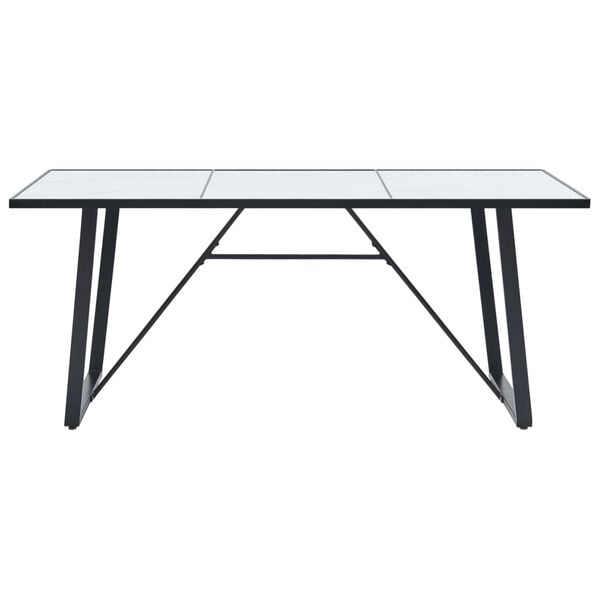 vidaXL Dining Table White with marble pattern, Black