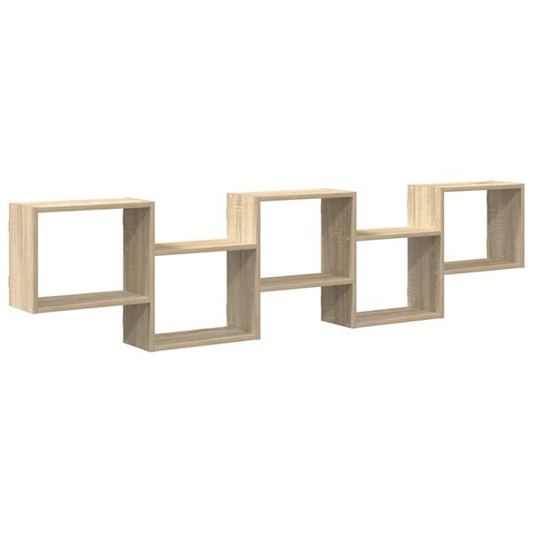 vidaXL Wall Cube Shelf Sonoma oak Engineered wood Medium Wall Cube Shelf