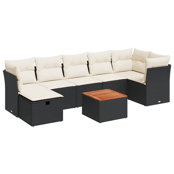 vidaXL Garden Sofa Set Black PE Rattan Large Adjustable Armrests