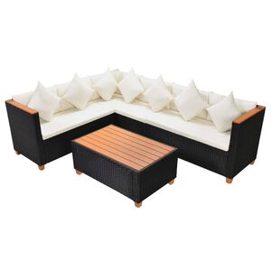 vidaXL Patio Furniture Set Set of 4 Black, Cream White