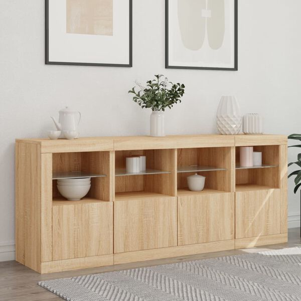 vidaXL Sideboard Sonoma oak Engineered wood, glass Large Sideboard