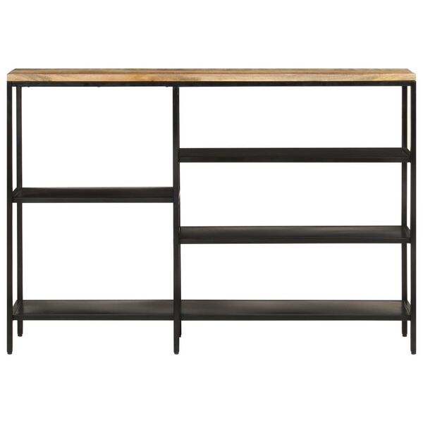 vidaXL Console Table Natural wood and black Solid rough mango wood and iron