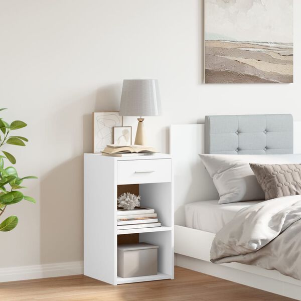 vidaXL Bedside Cabinet White Engineered wood Standard Bedside Cabinet