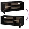 vidaXL Wall Cabinet Black Solid Pine Wood, Faux Leather (Polyurethane)