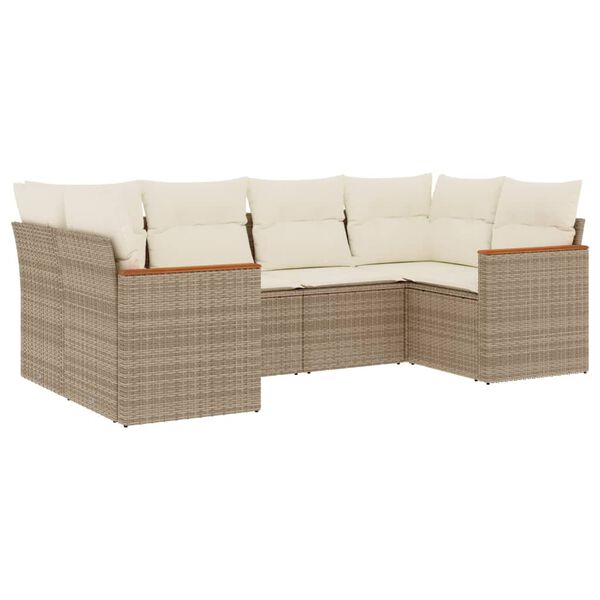 vidaXL Garden Sofa Set Beige Sofa, Cream White Cushions