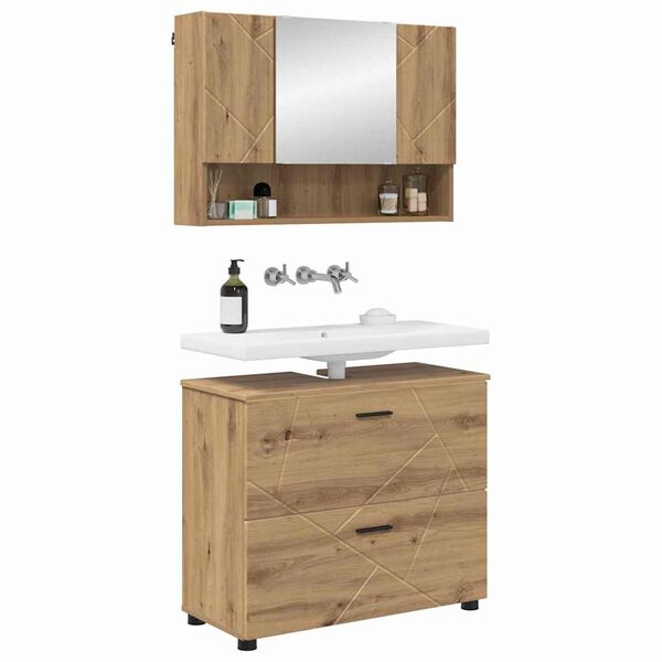vidaXL Bathroom Furniture Set with Drawer with Shelf 2 pcs Artisan Oak