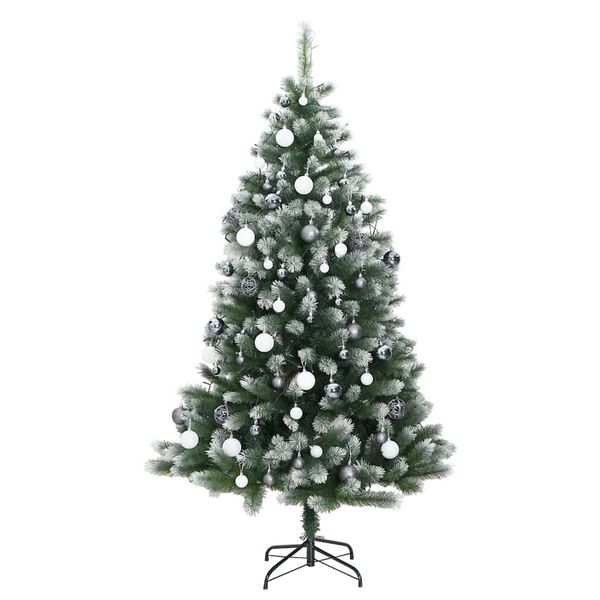 vidaXL Artificial Hinged Christmas Tree 150 LEDs & Ball Set 59.1"