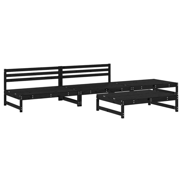 vidaXL Garden Lounge Set Black Solid pine wood Large Modular