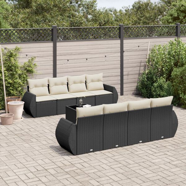 vidaXL Garden Sofa Set Black Poly Rattan Modular Garden Sofa Set