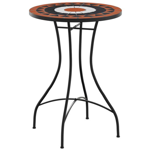 vidaXL Mosaic Bistro Table Terracotta and White Powder-coated steel, Ceramic