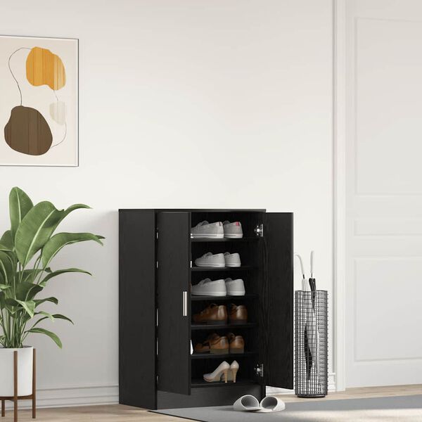 vidaXL Shoe Cabinet Black Oak 23.6x13.8x36.2" Engineered Wood