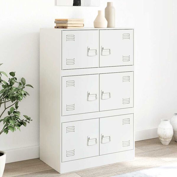 vidaXL Sideboard White Cold-rolled steel Medium Storage Cabinet
