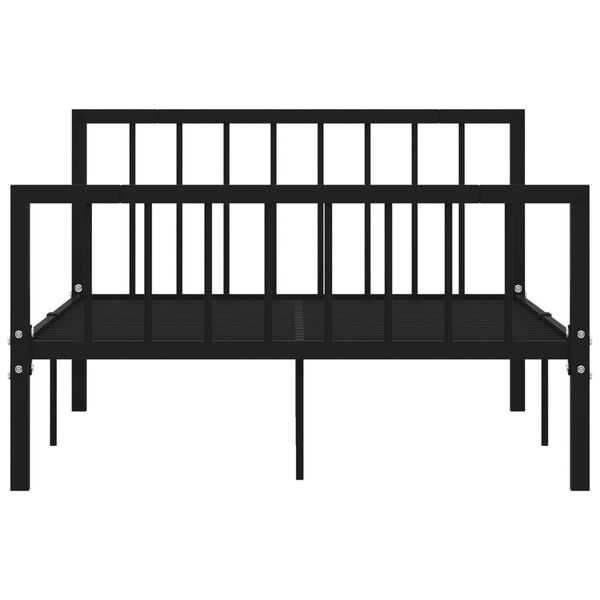 vidaXL Bed Frame Black Metal 47x78 in Durable Bed Frame Rectangular