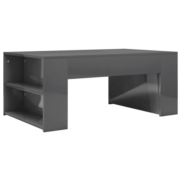 vidaXL Coffee Table High gloss grey Engineered wood 39.4x23.6x16.5 in
