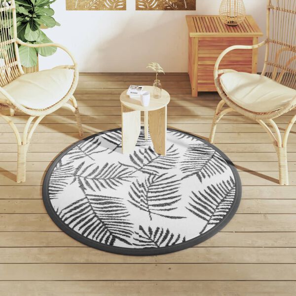 vidaXL Outdoor Carpet White and Black Polypropylene (PP) Ø47.2 in
