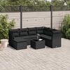vidaXL Patio Sofa Set Black PE rattan, tempered glass, fabric Large