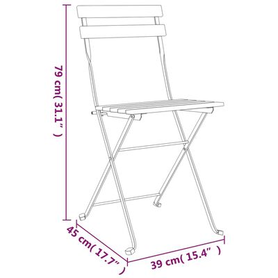 vidaXL Folding Bistro Chairs 4 pcs Solid Wood Teak and Steel