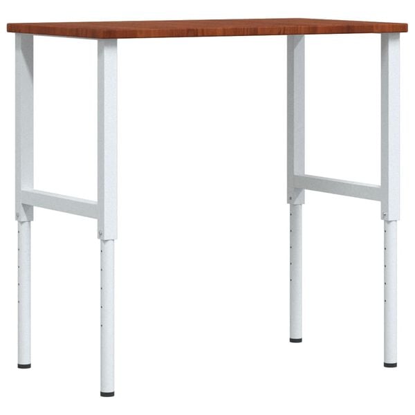 vidaXL Workbench Dark Brown 39.4"x23.6"x(28.1"-38.6") Solid Wood Oak Rectangular