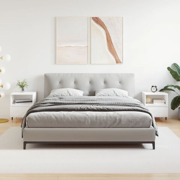 vidaXL Bedside Cabinet Set of 2 White Engineered wood, metal Standard