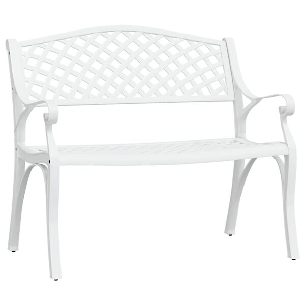 vidaXL Garden Bench White Cast Aluminum, Cast Iron Medium Durable
