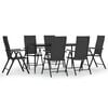 vidaXL Garden Dining Set Black PE rattan Medium Multi-Position Backrest