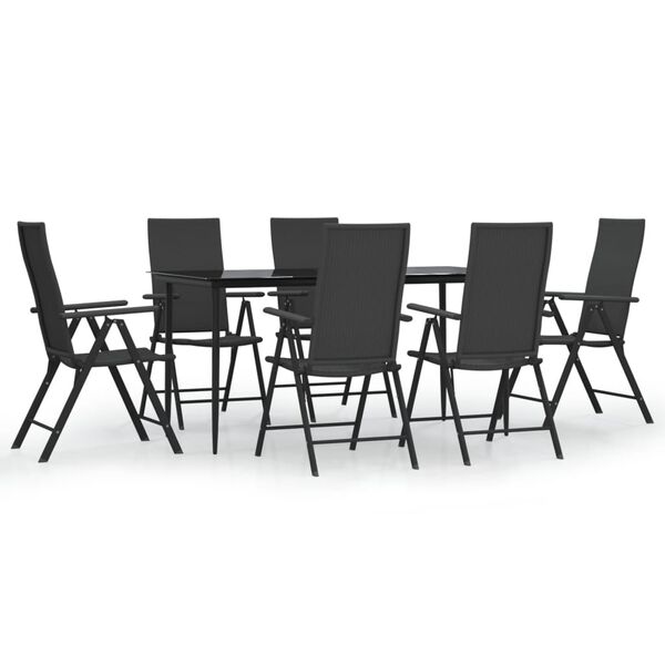 vidaXL Garden Dining Set Black PE rattan Medium Multi-Position Backrest