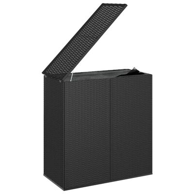 vidaXL Patio Cushion Box PE Rattan Black