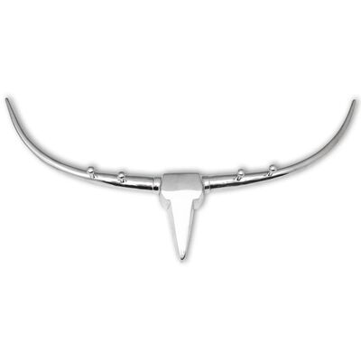 vidaXL Bull Head Decoration with Pegs Wall-Mounted Aluminum Silver
