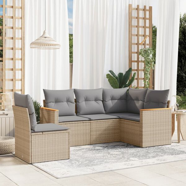 vidaXL Garden Sofa Set Mix beige PE rattan Medium Modular