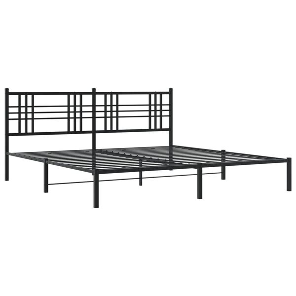 vidaXL Bed Frame Black Powder-coated steel 72 x 84 in Bed Frame