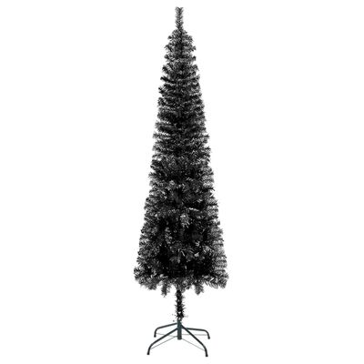 vidaXL Slim Pre-lit Christmas Tree with Ball Set Black 47.2"