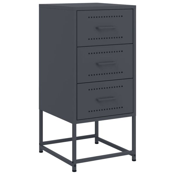 vidaXL Bedside Cabinet Anthracite Steel 14.2 x 15.4 x 30.7 in