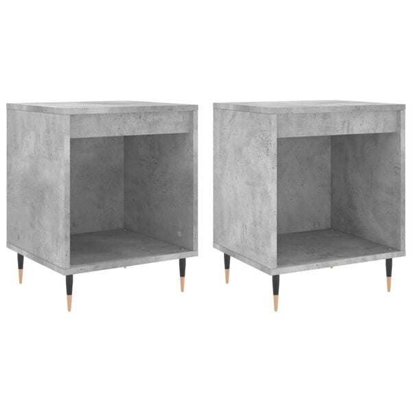vidaXL Bedside Cabinet Set of 2 Concrete grey Engineered wood Medium