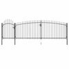 vidaXL Patio Fence Gate with Spear Top 16.4x4.9' Black