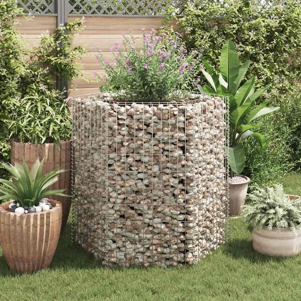 vidaXL Gabion Raised Bed Silver Galvanized Steel 39.4 x 35.4 x 39.4 in