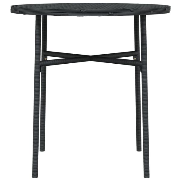 vidaXL Tea Table Black PE rattan, powder-coated steel, PP board Medium