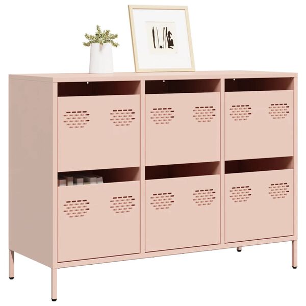 vidaXL Sideboard Pink Cold-rolled steel Medium Sideboard Rectangular