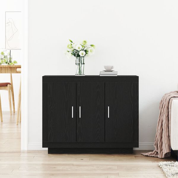 vidaXL Sideboard Black Oak 36.22 x 13.78 x 29.53 in Engineered Wood