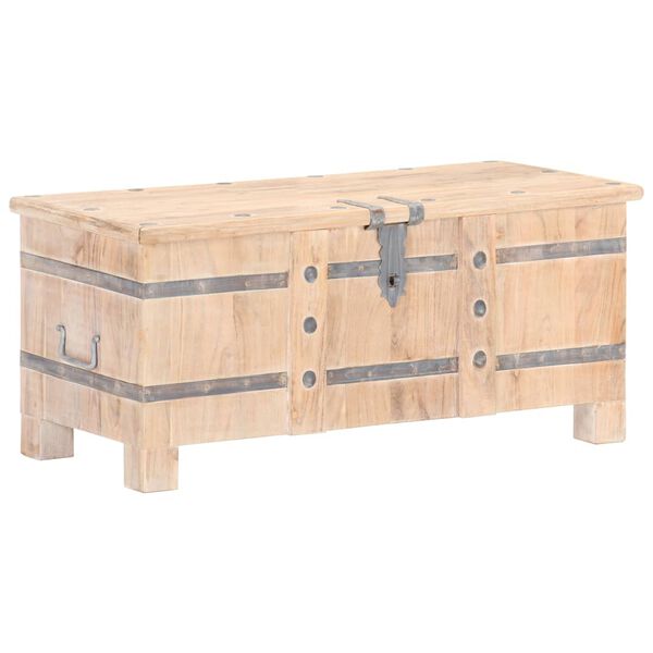 vidaXL Chest White with natural wood grain Solid acacia wood Medium