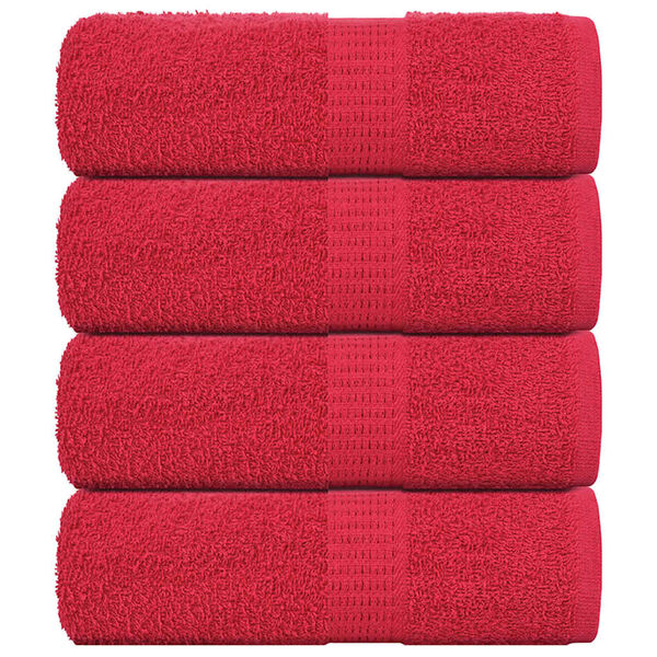 vidaXL Soap Towel Set of 4 Red 100% ring-spun cotton 11.8 x 11.8 in