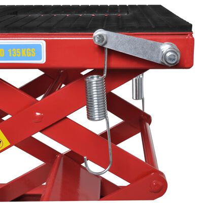 Red Motorcycle Lift 330 lb with Foot Pad, Locking Bar, Release Valve