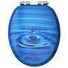 vidaXL WC Toilet Seat with Soft Close Lid MDF Blue Water Drop Design