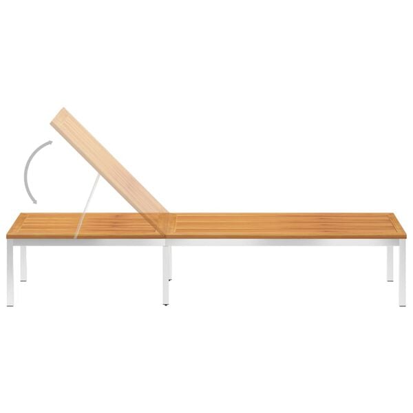 vidaXL Sunlounger Teak Solid Acacia wood Single Adjustable Armrests