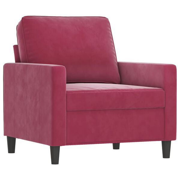 vidaXL Sofa Chair with Footstool Wine Red 23.6" Velvet