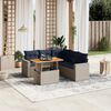 vidaXL 6 Piece Patio Sofa Set with Cushions Gray Poly Rattan